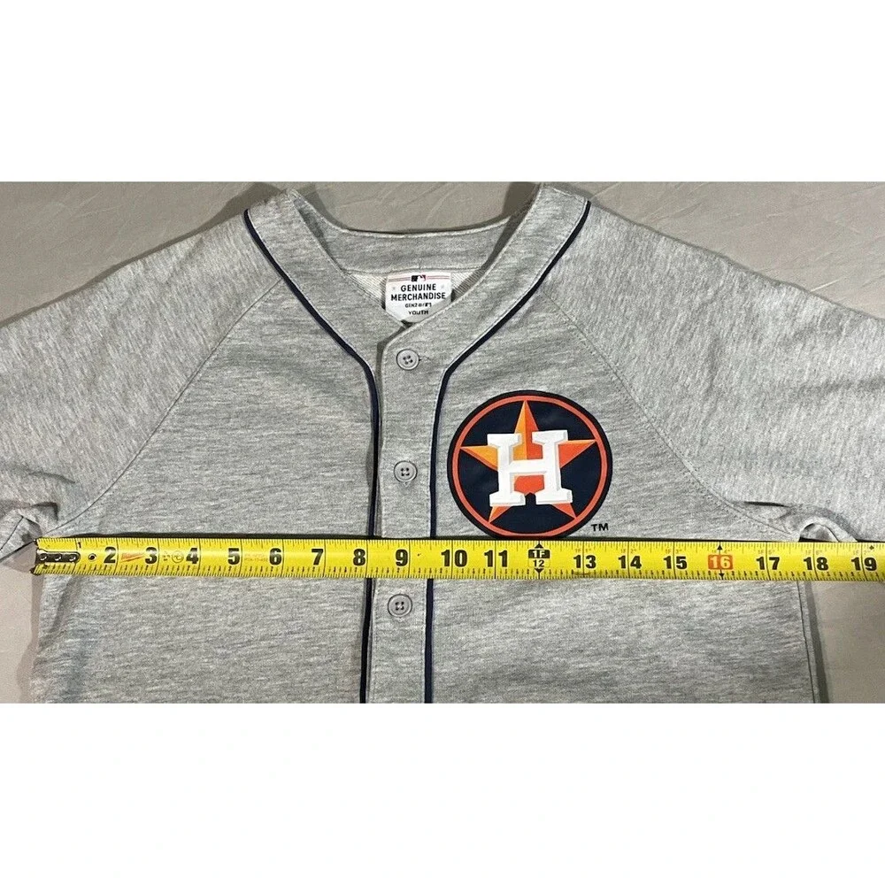 Houston Astros Gray Button-Up Jersey Tee - MLB Licensed Youth Medium